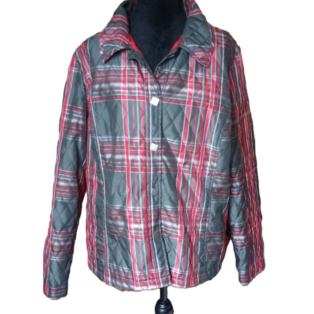 RQT Women's Xl Black & Red Plaid Button Up Jacket